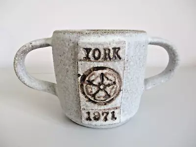 Buy Studio Pottery Mug YORK 1971 Two Handles Yorkshire 1900th Anniversary Commem • 6.99£