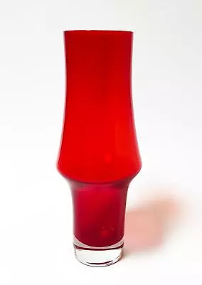 Buy Riihimaki Riihimaen Finland Red Cased Art Glass Vase Mid Century Modern Mcm • 110.15£