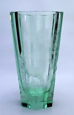 Buy Moser Crystal Vase Etched Elk Motif Vintage Czech Bohemian Glass Signed • 948.73£