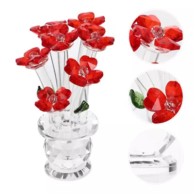 Buy  Desktop Ornament Handmade Flower Statue Glass Bouquet Crystal Roses • 21.55£