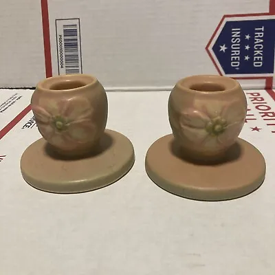 Buy Weller Pottery Pair Of Dogwood Candle Holder’s • 24.11£