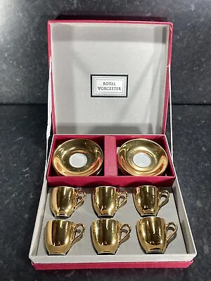 Buy Royal Worcester . Gold Lustre Ware . Boxed Set Of Six Espresso Cups And Saucers • 8.50£