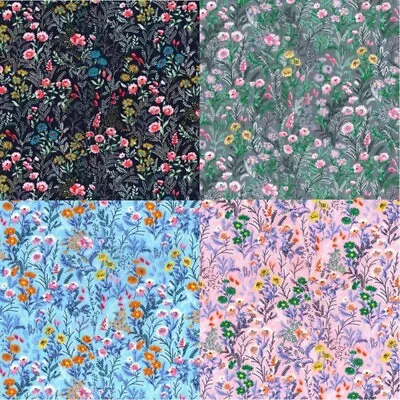 Buy 100% Cotton Poplin Fabric Rose & Hubble Wildflowers Field Flower Floral Rose • 1.50£