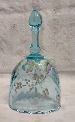 Buy Fenton Hand Painted Blue Diamond Quilted Bell Oval Shape Grapes Vines Signed Art • 27.43£