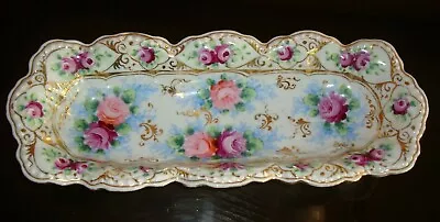 Buy Hand Painted Unmarked Noritake Vintage Plate, Tray, Roses & Gold 12  • 42.69£