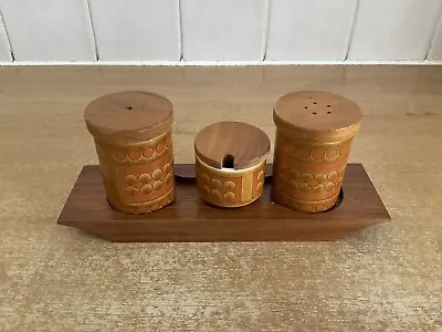 Buy Hornsea Saffron - Salt, Pepper & Lidded Mustard Cruet Set On Wooden Stand • 14£