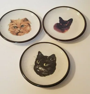 Buy Purbeck Pottery Bournemouth, England Small Cat Dishes Black Rim Set Of 3 • 28.50£