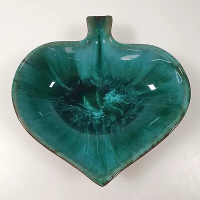 Buy Blue Mountain Pottery Dish Heart Leaf Shaped Drip Glaze 5.5  X 5.5  • 15£