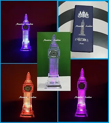 Buy Big Ben Crystal Glass Clock 3D Laser Multi Lights London Souvenir Ornament 23CM • 29.99£