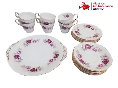 Buy Paragon ‘Nocturne’ Tea Set Cups Saucers Plates Fine Bone China Vintage Floral  • 34.99£