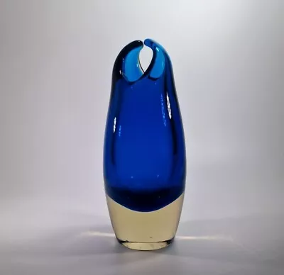 Buy Large Vase Rich Blue Czech Harrach Bohemian Milan Metelak Art Glass 1960s • 50£