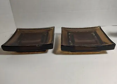 Buy 2 Brown Flashed Glass Pillar  Candle Holders • 17.07£