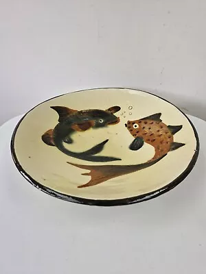 Buy Large Varnished Terracotta Ceramic Dish 34cm Puigdemont Fish Circa 60 • 97.82£