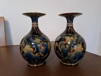 Buy Very Rare Pair Of Frank Butler  Doulton Lambeth Vases. Signed. • 180£