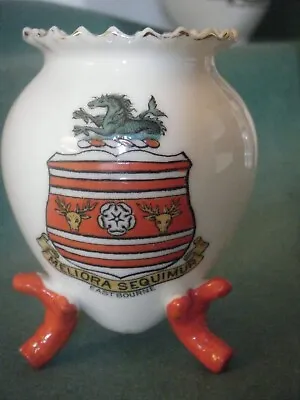 Buy W H GOSS 80mm High Amphora Vase With Coral Legs, Eastbourne Crest. VGC • 5.99£