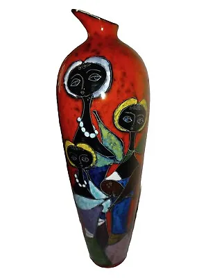Buy Tall Signed Mid Century Modern, Italian, Ceramic Vase By; (Marcello Fantoni) • 337.32£