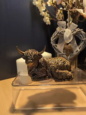 Buy Reflections Bronzed Lying Highland Coo Cow & Calf Gift Figurine Ornament • 17.89£