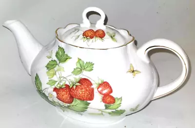 Buy Queens China Virginia Strawberry Teapot Bone China England Gold Trim • 55.95£