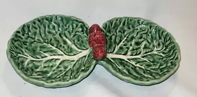Buy Bordallo Pinheiro Cabbage Leaf & Strawberries Divided Condiment Dish • 29.99£