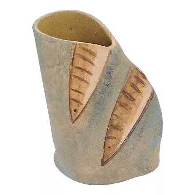 Buy Studio Pottery Earthenware Part Glazed Vase Fish Design Handmade Unknown Artist • 29.99£