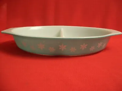 Buy Retro Pyrex Usa Turquoise White Snowflakes Divided Serving / Vegetable Dish • 22£