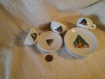 Buy Child's Christmas Porcelain Tea Set, 9 Pieces, No Maker Marks • 14.41£