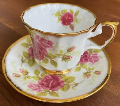 Buy Queen's Staffordshire Fine Bone China England Pink Roses- Cup & Saucer  • 10£