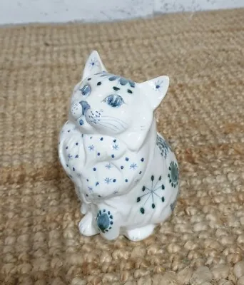 Buy Rye Studio Pottery Sitting Blue Cat Figurine - Perfect Condition • 44.99£