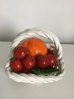 Buy Vintage Bassano Italian Hand Crafted/Painted Ceramic Woven Basket Fruit Ornament • 19.99£