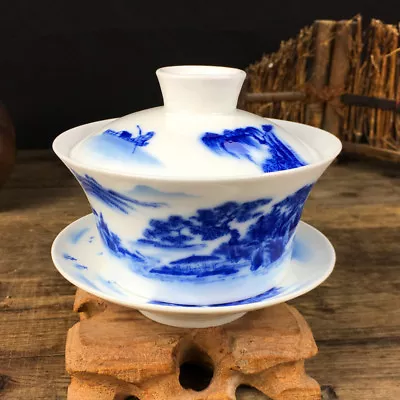 Buy Chinese Porcelain Tea Set Ceramic Gaiwan Floral Tea Cup Lid Saucer Tea Bowl Cup • 14.38£