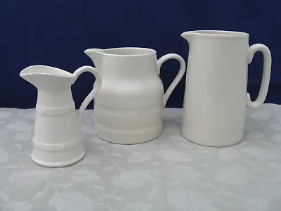 Buy 3 X Vintage Lord Nelson Pottery Cream Milk Jugs 2 White Striped Jugs Kitchenalia • 39.99£