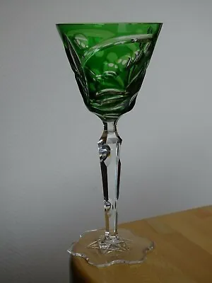 Buy One Antique Roemer Wine Glass Crystal Bohemia Green Color • 75.99£