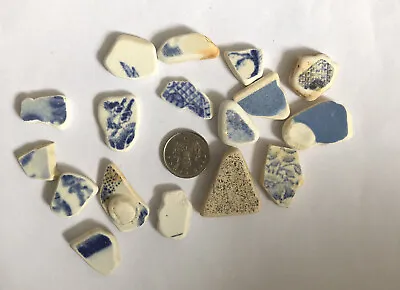 Buy Cornish Beach Pottery - Nature Worn - Sea Pottery - Blue Theme • 9.99£