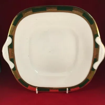 Buy Aynsley Twin Handled White, Green & Gold Cake Plate Sandwich Plate 27cm • 12.99£