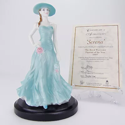 Buy Royal Worcester Figurine Of The Year 1997 Serena + COA + Base Bone China Lady • 69.99£
