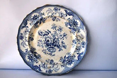 Buy Antique Blue Willow Transferware Plate By Improved Stone Ware Persian Rose Wb  F • 152.26£