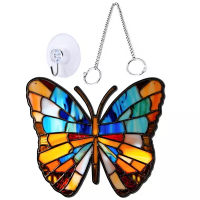 Buy Handmade Butterfly Stained Glass Window Hangings With Chain • 10.15£