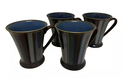 Buy Set Of 4 DENBY Gatsby Blue Striped Conical Stoneware Mugs Rare Collectible VGC • 49.99£