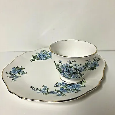 Buy Royal Vale Bone China Snack Plate & Tea Cup Forget Me Not Pattern 7527 Vintage • 18.29£