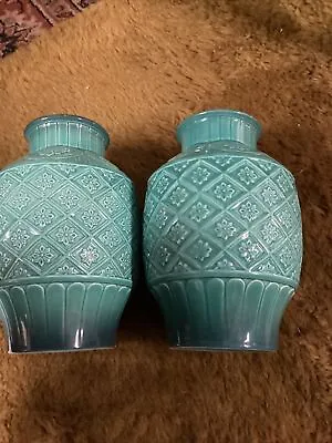 Buy Pair Of Beswick Turquoise Cathay 7.5 Inches Vases Excellent Condition. • 35£