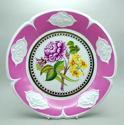 Buy ORIGINAL C19th Hand Painted COALPORT Pink Ground Floral Wall Plate • 9.99£