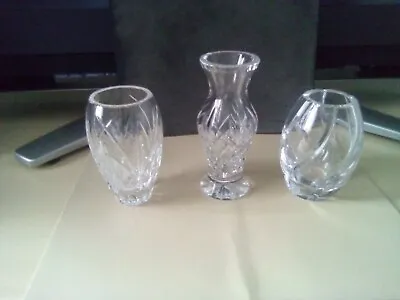 Buy 3 X Tyrone  Cut Crystal Vases -Ex Cond - Stamped - NO BOXES. See Desc. FREE POST • 14.75£
