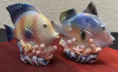 Buy Iridescent Lustre Fish Lot Of 2 Ceramic Ocean Sea Beach Theme Collectible Figure • 6.73£