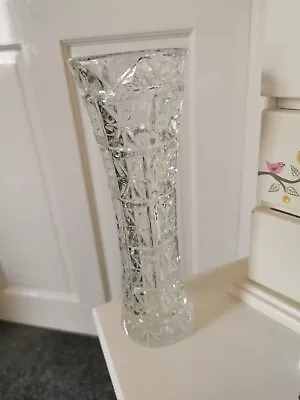 Buy Heavy Cut Glass Vase 8 Inches Tall Bnwob • 10£
