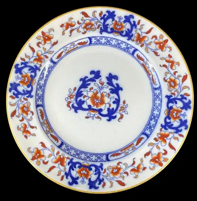 Buy Antique Mintons Lyre Bone China Flow Blue Imari 10 1/8  Dinner Plate C1912 • 14.95£