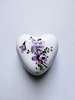 Buy Vintage Hammersley Fine Bone China Heart Shaped Trinket Box Violet Pattern • 10£