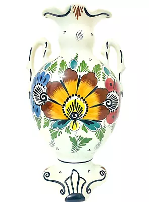 Buy VTG SIGNED DELFT Polychrome Handled Vase Handpainted Mantel Decoration 11 In • 55.75£
