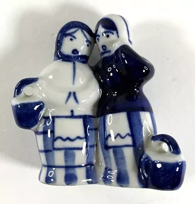 Buy Vintage USSR Handpainted Blue And White Ladies Figurine Approx 7 Cm Tall • 6.95£