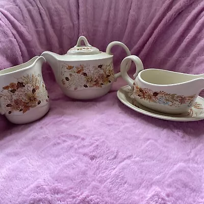 Buy Poole Pottery Summer Glory Teapot Milk Jug And Gravy Boat With Plate • 8.50£