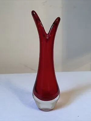 Buy Whitefriars Glass Vase 9556 Ruby Red 7 1/2 Inch High Stem Vase • 14£